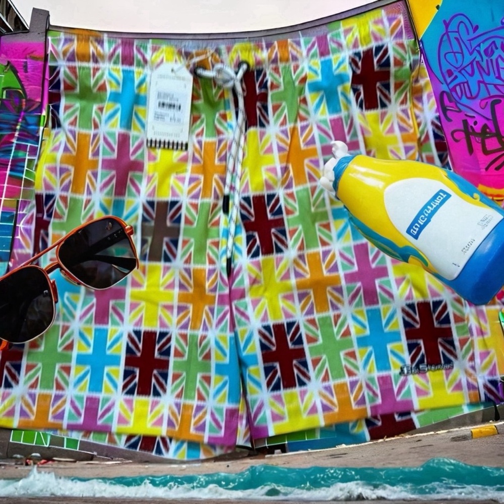 NEW WITH TAGS - Ben Sherman “Painted Jacks” swim shorts - priced $79+tax